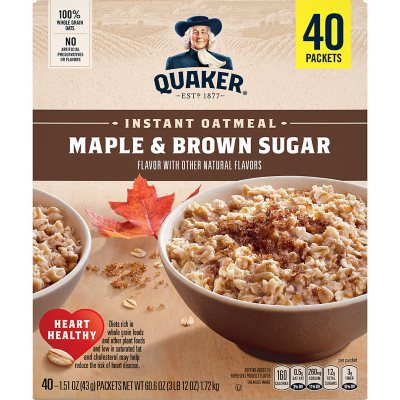 Quaker Instant Oatmeal, Maple Brown Sugar (60.6 Oz., 40 Pk.)