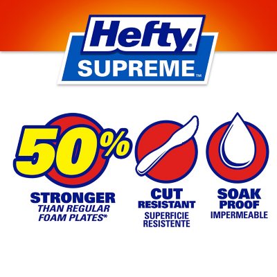 Hefty Supreme Foam Disposable Lunch Plates, 8 7/8", 250 Ct.