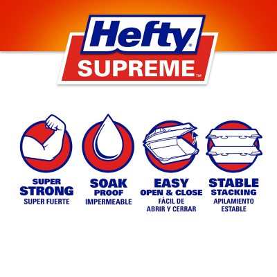 Hefty Supreme Foam Hinged Lid Container, 3-Compartment (125 Ct.)