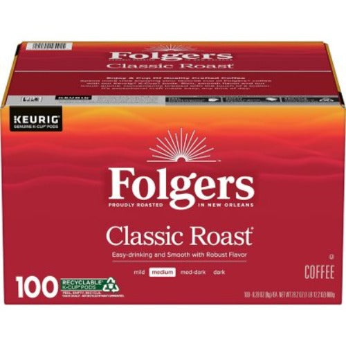 Folgers Classic Medium Roast K-Cup Coffee Pods 100 Ct.