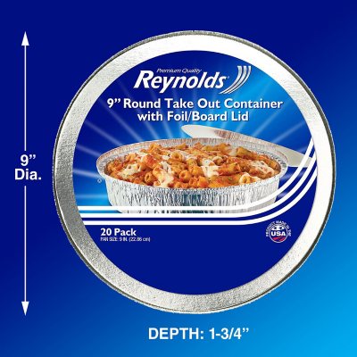 Reynolds 9" round Foil Take Out Containers with Lids 20 Ct.