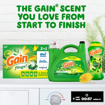 Gain Ultra Concentrated + Aroma Boost Laundry Detergent, Original Scent (208 Fl. Oz., 159 Loads)