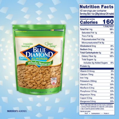 Blue Diamond Whole Natural Almonds (40 Oz.)