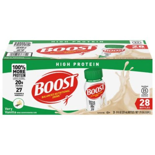 BOOST 20G High Protein Nutritional Drink, Very Vanilla 8 Fl. Oz., 28 Ct.