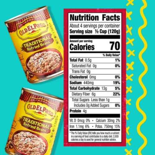 Old El Paso Traditional Refried Beans 16 Oz., 6 Pk.