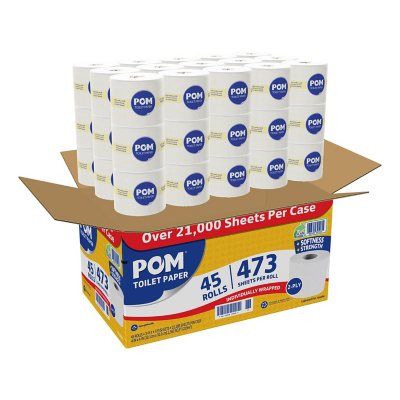 POM Bath Tissue, Septic Safe, 2-Ply, White (473 Sheets/Roll, 45 Rolls)