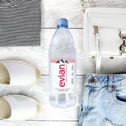 Evian Natural Spring Bottled Water 1L., 12 Pk.