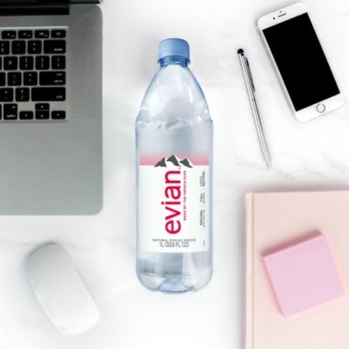 Evian Natural Spring Bottled Water 1L., 12 Pk.