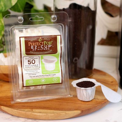 Perfect Pod Ez-Cup 2.0 Filters Disposable 100% Biodegradable Single Serve Paper Coffee Filters, 200 Ct