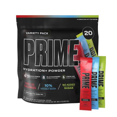 Prime Hydration+ Electrolyte Powder Mix Sticks Variety Pack (20 Pk.)