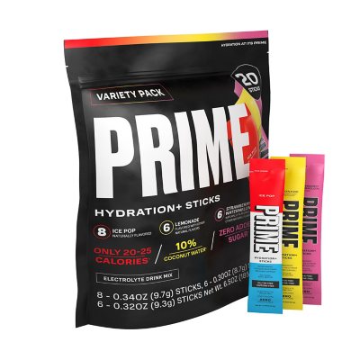 Prime Hydration+ Electrolyte Powder Mix Sticks Variety Pack 2.0, 20 Pk.