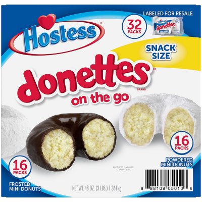 Hostess Mini Powdered & Frosted Chocolate Donettes (32 Pk.)