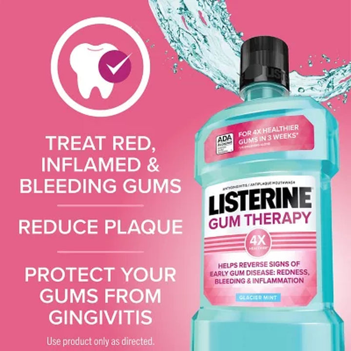 Listerine Gum Therapy Anti-Gingivitis Mouthwash, Glacier Mint, 1.5L, 2 Pk.