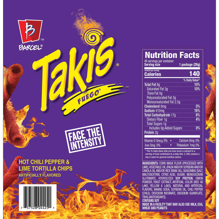 Takis Fuego Tortilla Chips, 1 Oz, 46-Count