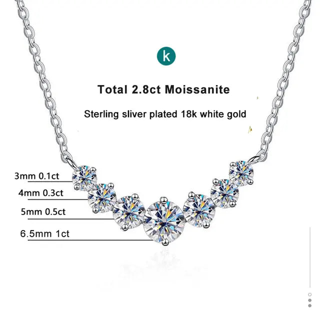 Moissanite Necklace for Woman Wedding Fine Jewely with Certificates 925 Sterling Sliver Plated 18K White Gold Necklace