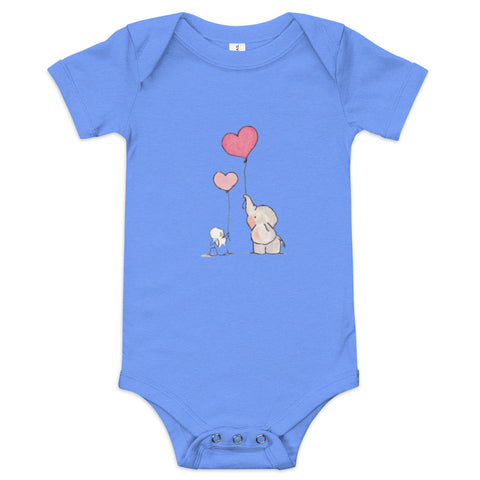 Baby short sleeve one piece elephant with balloon