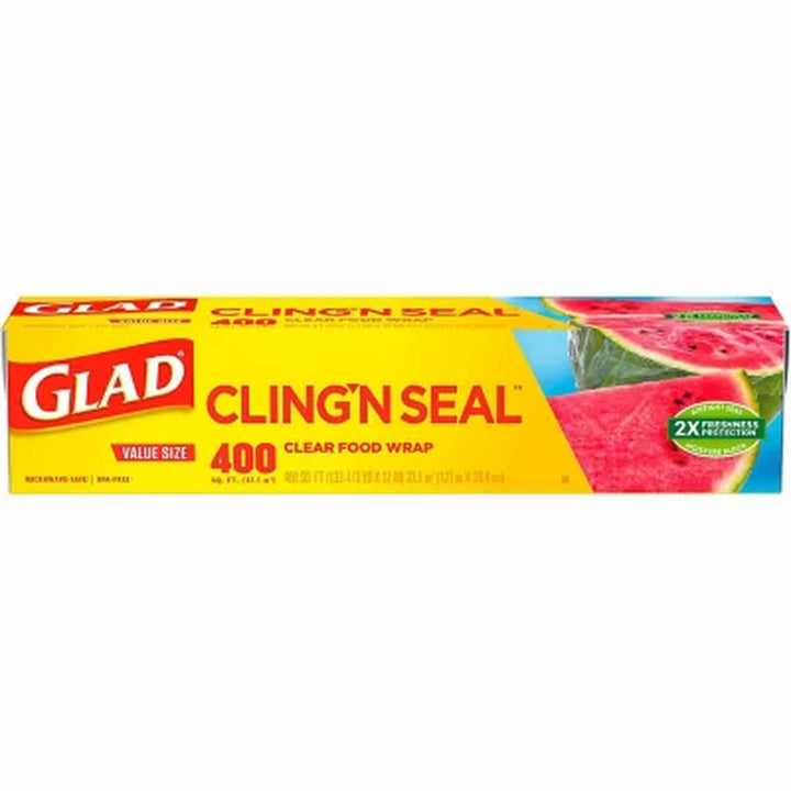 Glad Cling ‘N Seal Clear Plastic Food Wrap (400 Sq. Ft./Roll, 2 Rolls)
