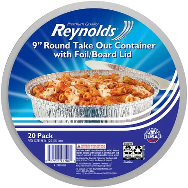 Reynolds 9" round Foil Take Out Containers with Lids 20 Ct.