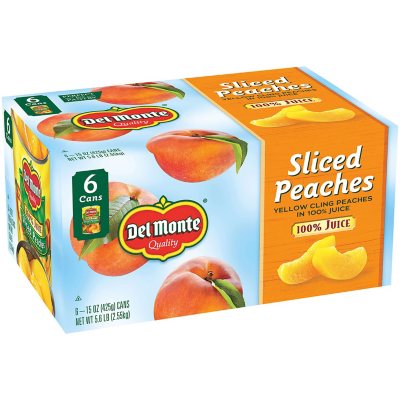 Del Monte Sliced Peaches in 100% Juice (15 Oz., 6 Pk.)