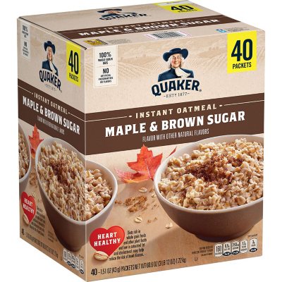 Quaker Instant Oatmeal, Maple Brown Sugar (60.6 Oz., 40 Pk.)