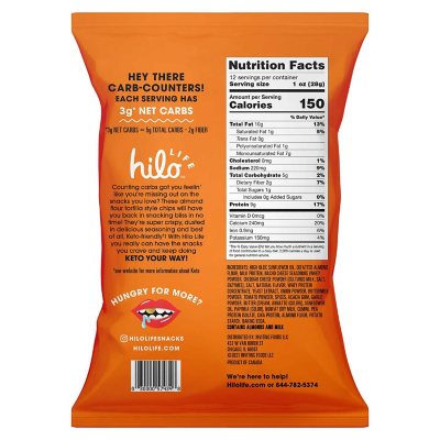Hilo Life Almond Flour Tortilla Style Chips Nacho Cheese (12 Oz.)