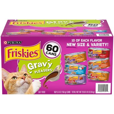 Purina Friskies Wet Cat Food, Gravy Pleasers Variety Pack (5.5 Oz., 60 Ct.)