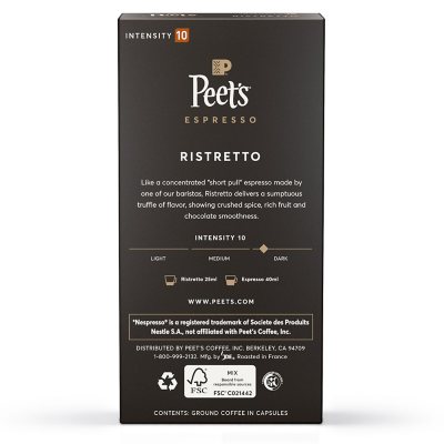 Peet'S Coffee Ristretto Intensity 10 Dark Roast Pods (50 Ct.)