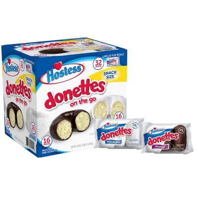 Hostess Mini Powdered & Frosted Chocolate Donettes (32 Pk.)