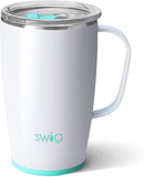 Swig Life 18oz Travel Mug with Handle and Lid, Stainless Steel, Dishwasher Safe, Cup Holder Friendly, Triple Insulated Coffee Mug Tumbler in Dragon Glass Print