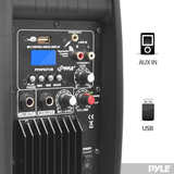 Powered Active PA System Loudspeaker Bluetooth W/ Microphone 8-Inch Bass Subwoofer Stage Speaker Monitor Built-In USB for MP3 Amplifier DJ Party Portable Sound Equipment Stereo Amp Sub Pyle PPHP837UB