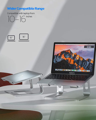 Laptop Stand, Ergonomic Aluminum Laptop Computer Stand, Detachable Laptop Riser Notebook Holder Stand Compatible with MacBook Air Pro, Dell XPS, HP, Lenovo More 10-15.6” Laptops- Silver