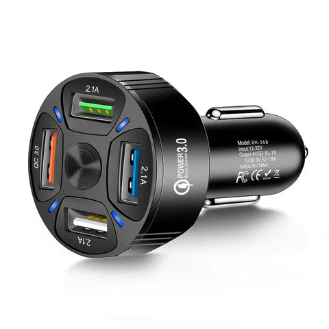 Four in One USB Car Charger, 4 Ports Fast Charger Adapter Mini Cigarette Lighter, USB, And Phone Fast Charger