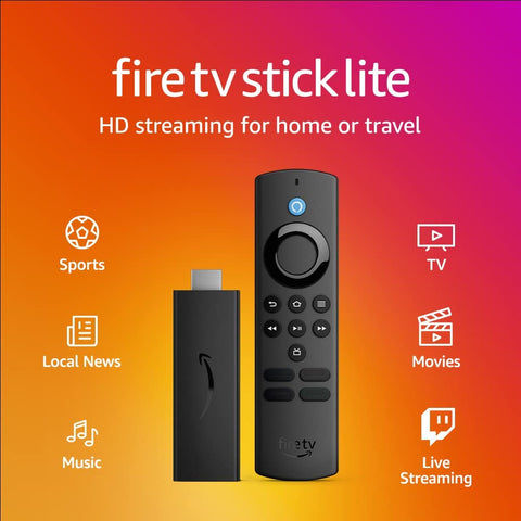 6000 Channels (English, Spanish, Arabic, Indian) with Fire TV Stick Lite, free and live TV, Alexa Voice Remote Lite