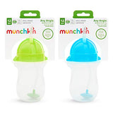 Munchkin Any Angle Click Lock Weighted Straw Cup, Blue/Green, 10oz, 2pk