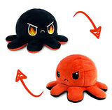 TeeTurtle | The Original Reversible Octopus Plushie | Patented Design | Black and Gray | Show your mood without saying a word!