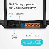 TP-Link AC1200 Gigabit WiFi Router (Archer A6) - 5GHz Gigabit Dual Band MU-MIMO Wireless Internet Router, Supports Beamforming, Guest WiFi and AP mode, Long Range Coverage by 4 Antennas Black