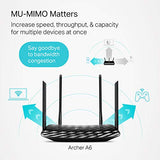 TP-Link AC1200 Gigabit WiFi Router (Archer A6) - 5GHz Gigabit Dual Band MU-MIMO Wireless Internet Router, Supports Beamforming, Guest WiFi and AP mode, Long Range Coverage by 4 Antennas Black