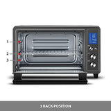 Toshiba AC25CEW-BS Digital Toaster Oven with Convection cooking and 9 Functions, 1500W, 6-Slice Bread/12-Inch Pizza, Black Stainless Steel