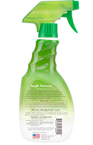 TropiClean Sweet Pea Tangle Remover Spray for Pets, 16oz - Detangler for Pets, Alcohol Free, Paraben Free, Dye Free, Made in the USA