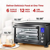 Toshiba AC25CEW-BS Digital Toaster Oven with Convection cooking and 9 Functions, 1500W, 6-Slice Bread/12-Inch Pizza, Black Stainless Steel