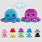 TeeTurtle | The Original Reversible Octopus Plushie | Patented Design | Black and Gray | Show your mood without saying a word!
