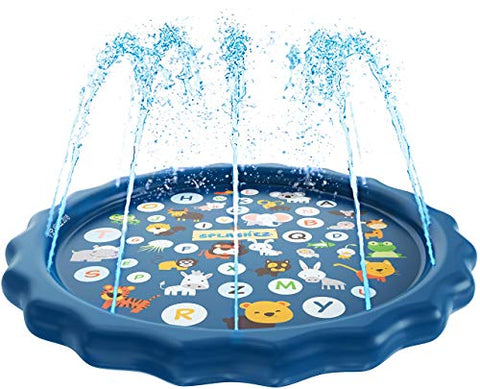 SplashEZ 3-in-1 Splash Pad, Sprinkler for Kids, and Wading Pool for Learning – Children’s Sprinkler Pool, 60’’ Inflatable Water Toys – “from A to Z” Outdoor Swimming Pool for Babies and Toddlers