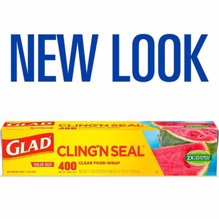 Glad Cling ‘N Seal Clear Plastic Food Wrap (400 Sq. Ft./Roll, 2 Rolls)