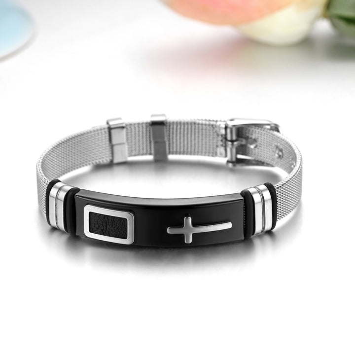 Unisex Classic Cross Stainless Steel Bracelet Adjustable Chain Silver.