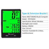 WEST BIKING Waterproof Bicycle Computer With Backlight Wireless Wired Bicycle Computer Bike Speedometer Odometer Bike Stopwatch