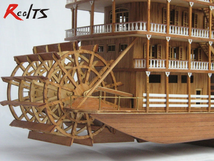 RealTS Scale wood boat 1/100 classic wooden steam-ship USS Mississippi model kit.