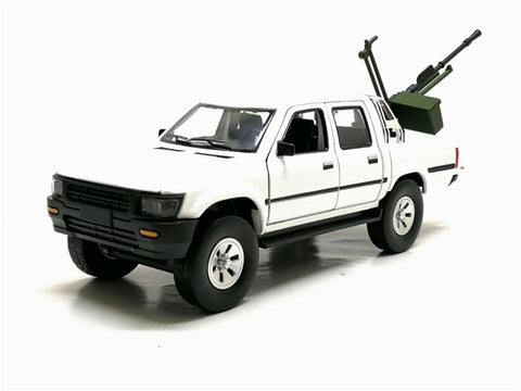 Toyota Hilux Pick up Truck With Anti-tank Gun Diecast Metal Model Car Toys Sound Lighting For Kids Gifts With Box