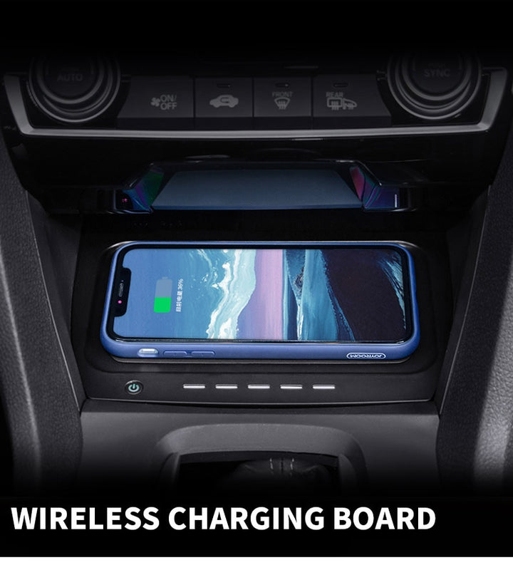 QI wireless phone charging Pad Panel, For Honda Civic 10th 2016 2017 2018 2019.