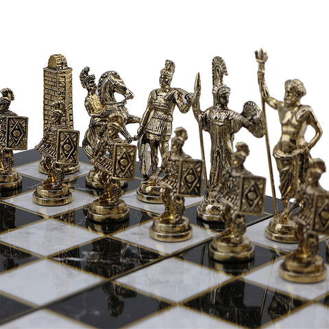 (Only Chess Pieces) Historical Rome Figures Metal Chess Pieces Medium Size King 7 cm (Board is not Included)