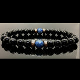 Men Bracelet Natural Moonstone Bead, Lava Stone.